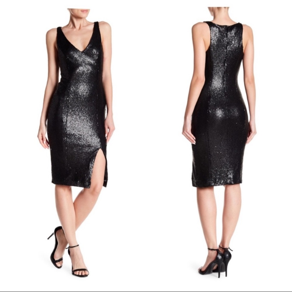 Jay Godfrey Black Sequin Midi Dress 12
